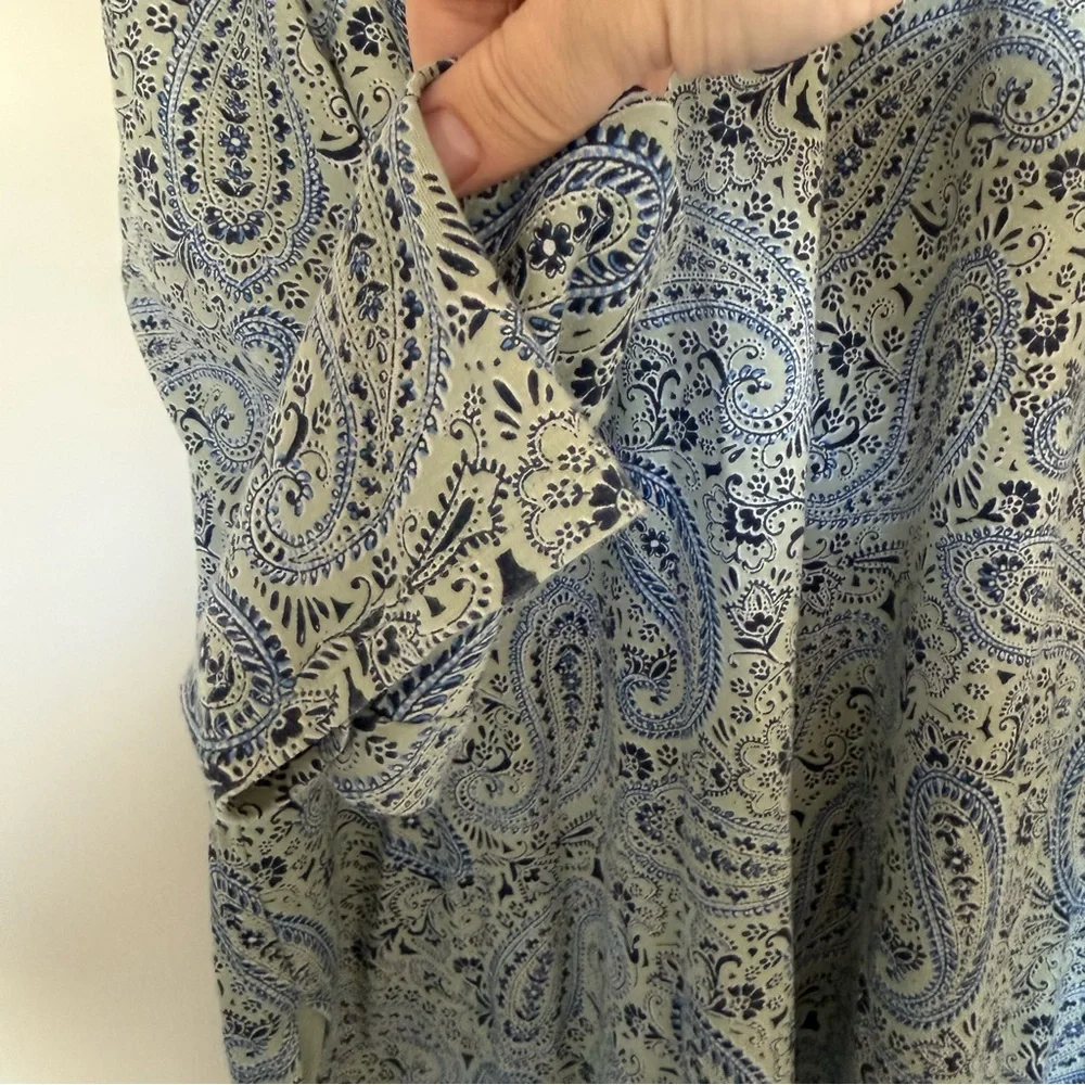 J Jill Simply Supima Cotton Paisley V Neck Tunic Women XL Long Sleeve Side Slit - Picture 7 of 10